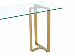 Vente-unique Escritorio Tradicional|Escritorio de vidrio templado acero inoxidable transparente y dorado - NILESA de Pascal Morabito