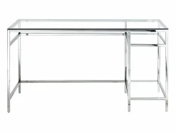 Escritorio design con 2 estanterías de cristal templado y acero argenté - TIZIO^Vente-unique Outlet