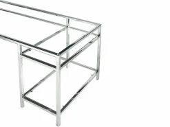 Escritorio design con 2 estanterías de cristal templado y acero argenté - TIZIO^Vente-unique Outlet