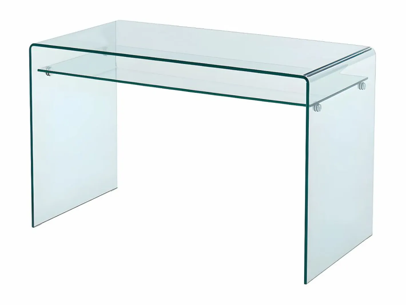 Vente-unique Escritorio Tradicional|Escritorio design con un estante de cristal templado curvado STILEOS