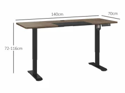 Escritorio eléctrico regulable en altura, estructura de hierro, diseño moderno, color y natural (140x70x72-116cm) Negro Sale