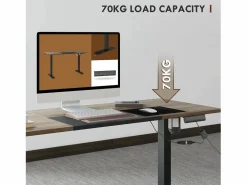 Escritorio eléctrico regulable en altura, estructura de hierro, diseño moderno, color y natural (140x70x72-116cm) Negro Sale