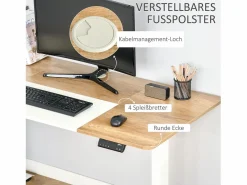 Escritorio eléctrico regulable en altura, estructura de metal, y madera natural (140x70x72-116cm)^ Sale