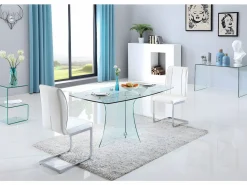 Vente-unique Escritorio Tradicional|Escritorio ELSTRON - Cristal curvo 12 mm - 120 cm