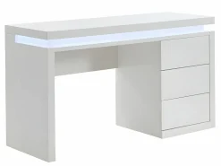 Vente-unique Escritorio Tradicional|Escritorio EMERSON - 3 cajones - MDF lacado - LEDs