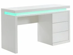 Vente-unique Escritorio Tradicional|Escritorio EMERSON - 3 cajones - MDF lacado - LEDs