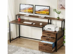 Escritorio ergonómico con cajones y soporte para monitor - 160 x 50 x 90 cm - Escritorio ergonómico con ranura para impresora - para oficina en casa^Tribesigns Online