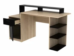 Vente-unique Escritorio Tradicional|Escritorio espacios de almacenaje color roble y negro ZACHARIE III