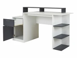 Vente-unique Escritorio Tradicional|Escritorio espacios de almacenaje blanco/gris ZACHARIE