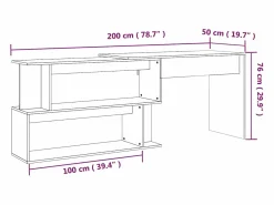 Clicnbuy Escritorio Rinconero|Escritorio esquina madera contrachapada Sonoma 200x50x76cm