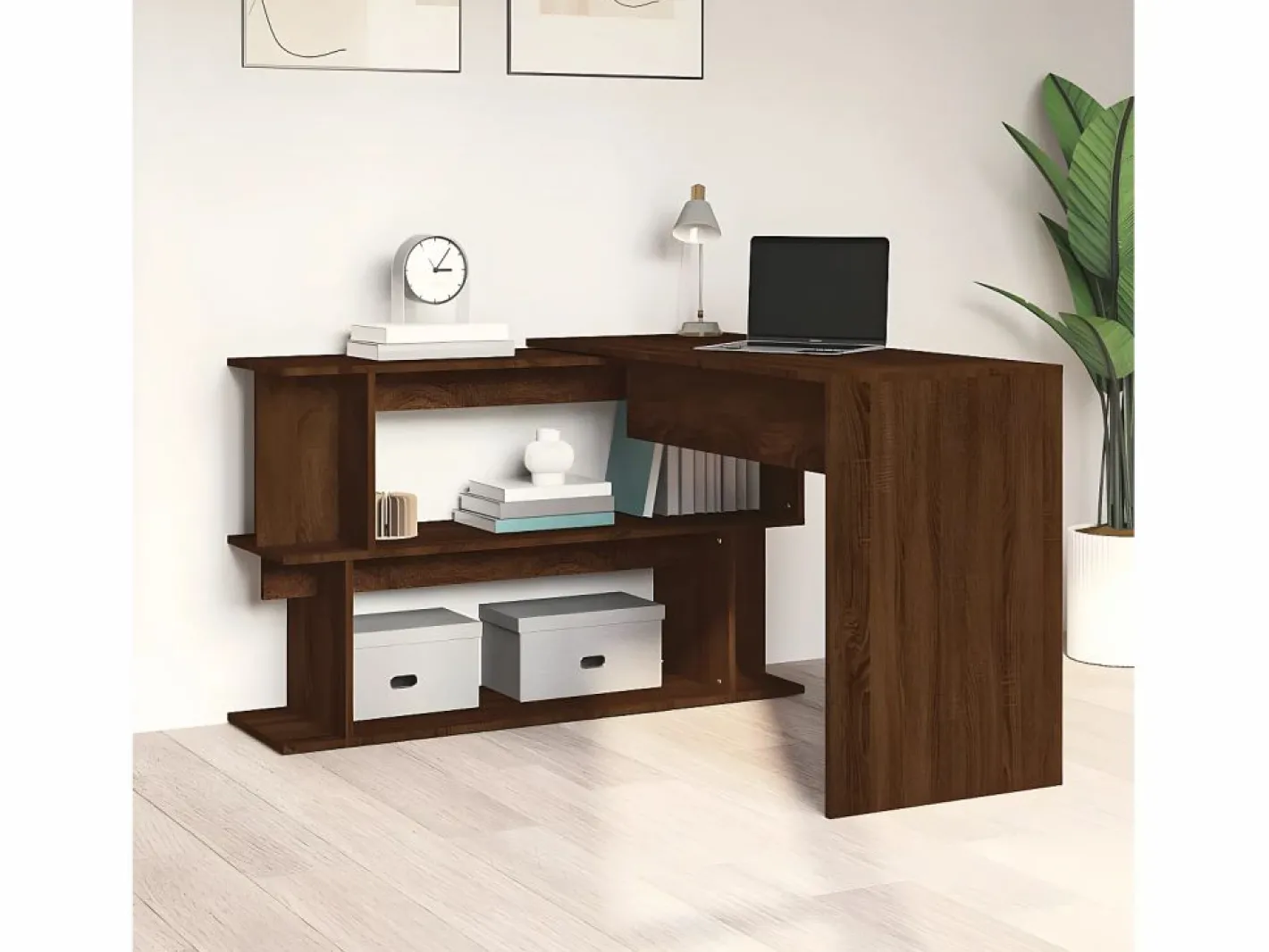 Clicnbuy Escritorio Rinconero|Escritorio esquina madera contrachapada color roble 200x50x76cm
