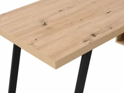 Vente-unique Escritorio esquinero con almacenamiento en MDF color natural y negro - NAYARO Negro / Color natural claro Discount