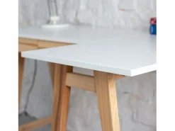 Escritorio esquinero con cajón 115x85cm Luka | Patas de fresno | Lado derecho Blanco Best