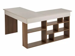 Vente-unique Escritorio esquinero con almacenamiento color beige y natural oscuro - LILEUL Color natural oscuro / Beige New