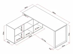 Vente-unique Escritorio Rinconero|Escritorio Tradicional|Escritorio esquinero con almacenamiento en MDF blanco y natural - NIPILI