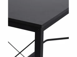 Escritorio esquinero en forma de L, con estante, de metal y MDF, color (150x150x76,5 cm) Negro Outlet