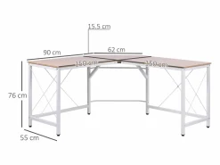 Mesa Gaming|Escritorio esquinero en forma de L, MDF, color natural (150x150x76 cm)