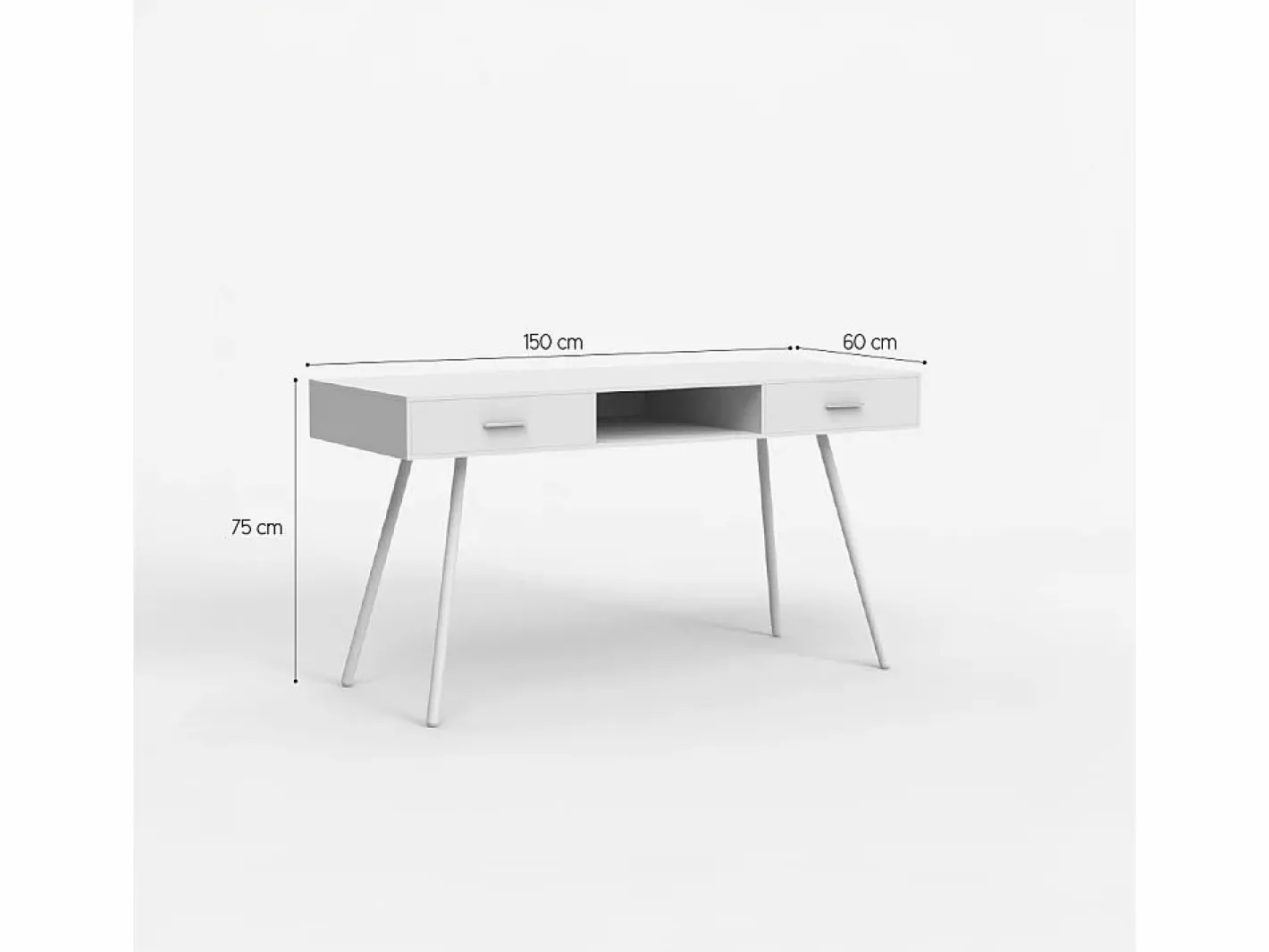 Escritorio estilo nórdico blanco escandinavo con 2 cajones 150x60cm Sidney^ New