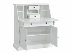 Vente-unique Escritorio estilo secreter - Estilo rústico - Pino y MDF - - CLEORE Blanco Clearance