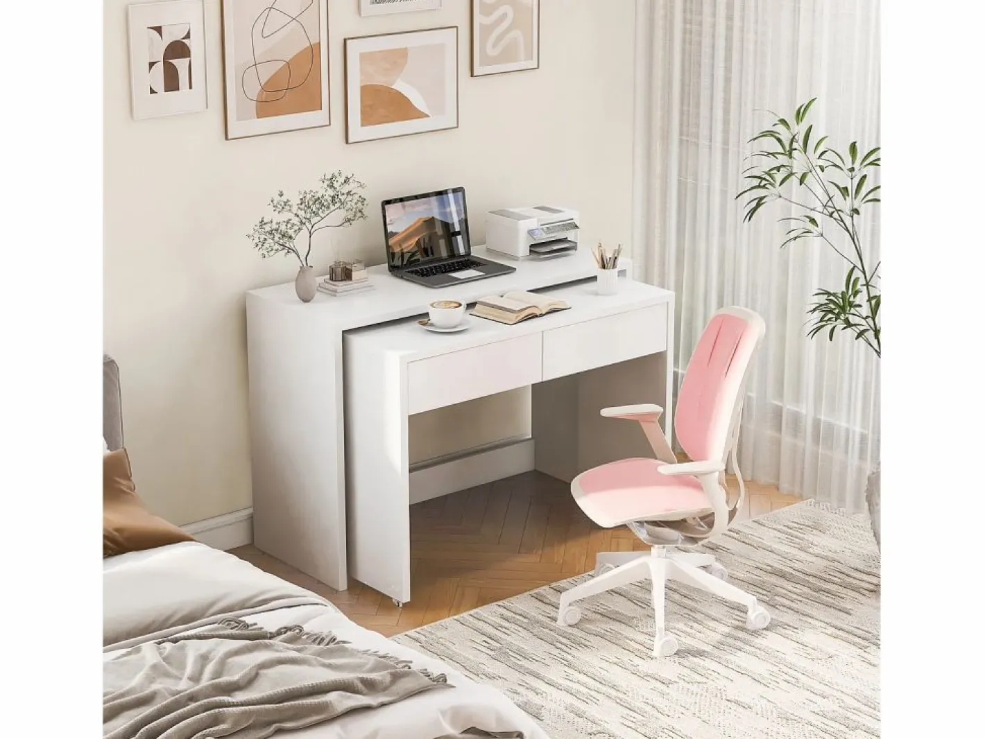 Escritorio extensible 110×40×78 cm - combinación flexible - con ruedas - certificado FSC -^ModernLuxe Sale