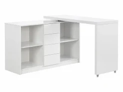 Vente-unique Escritorio extensible con tablero giratorio 360° en MDF lacado en - PAVELO Blanco Sale