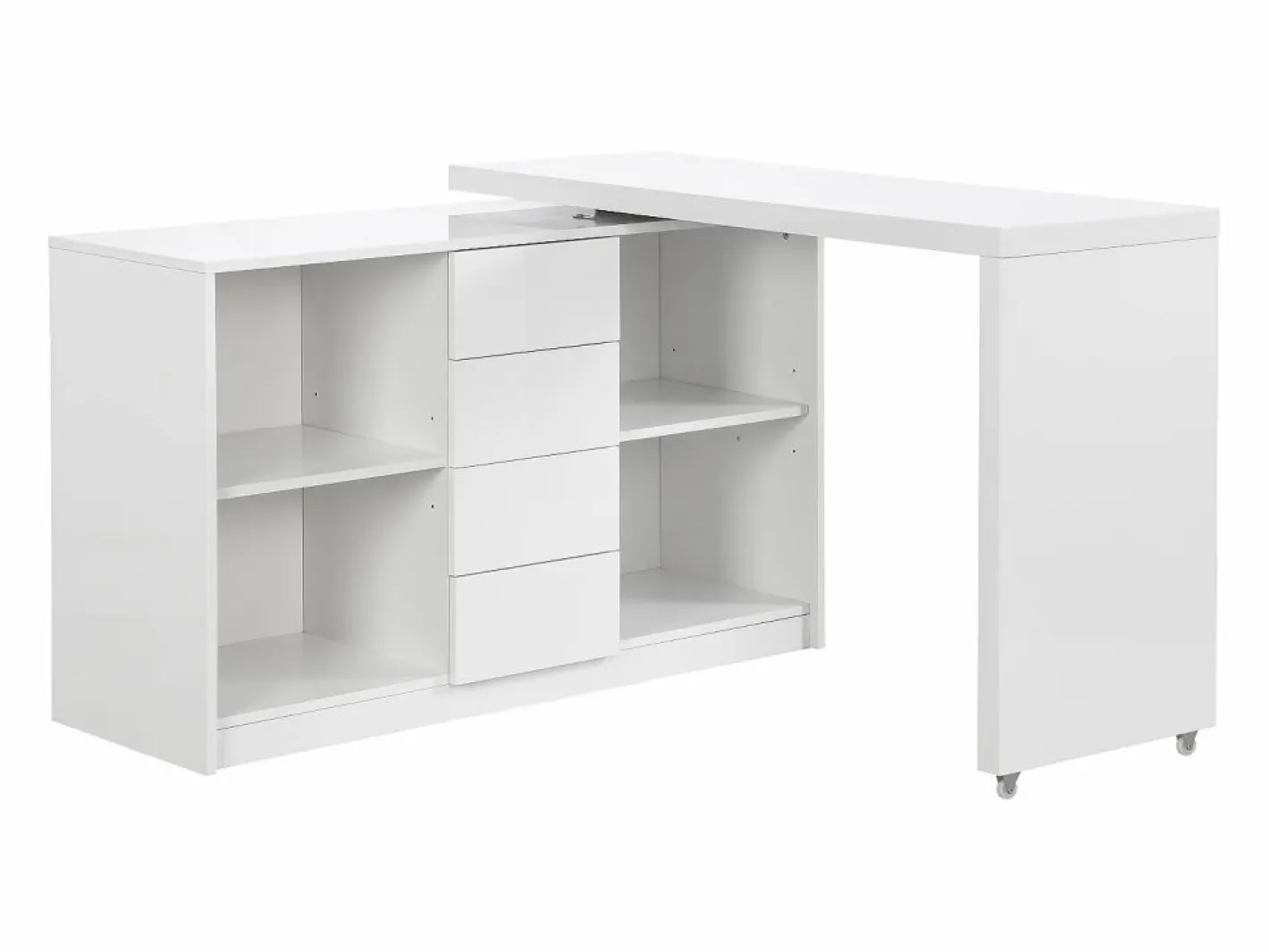 Vente-unique Escritorio extensible con tablero giratorio 360° en MDF lacado en - PAVELO Blanco Sale