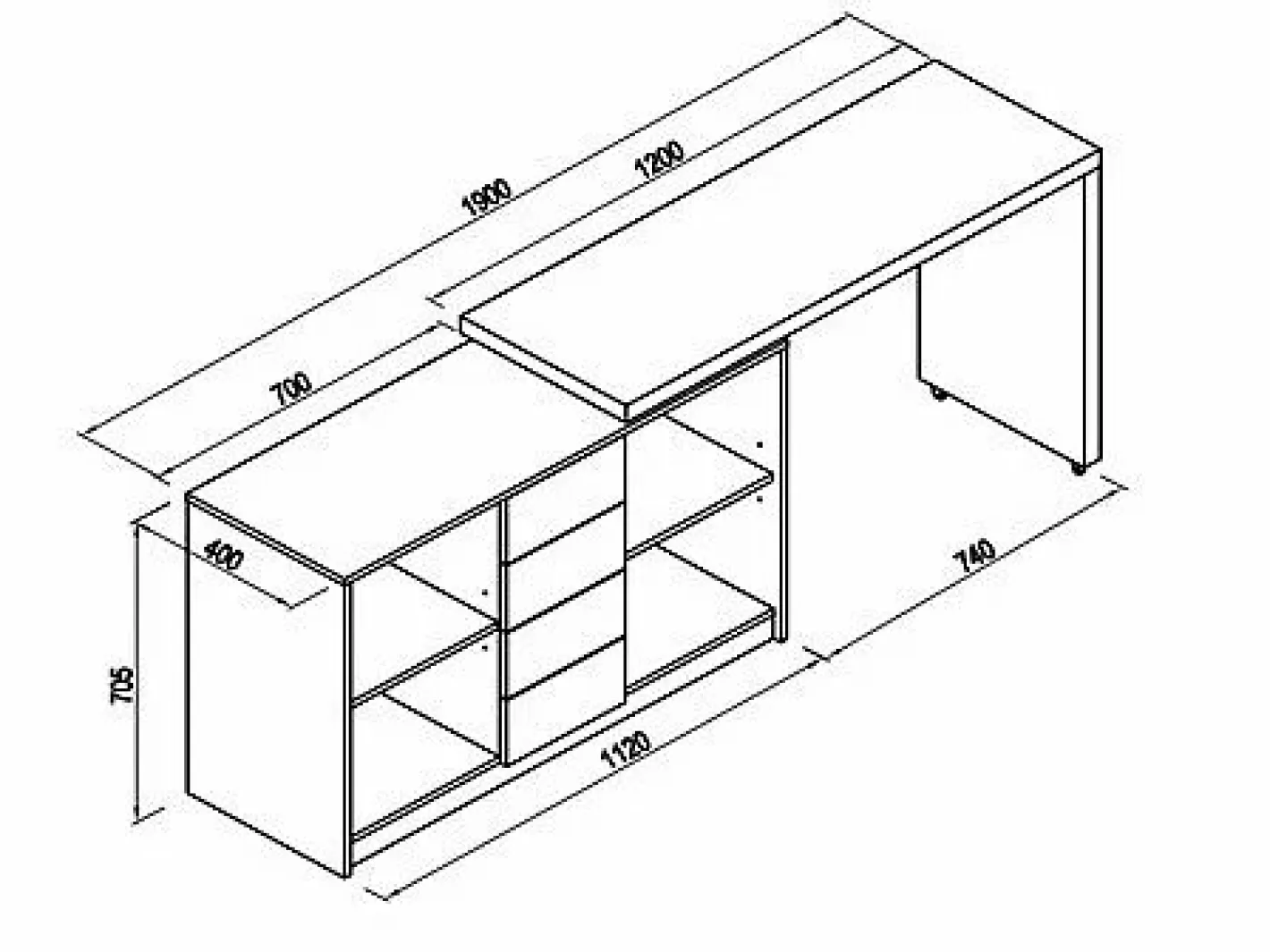 Vente-unique Escritorio extensible con tablero giratorio 360° en MDF lacado en - PAVELO Blanco Sale