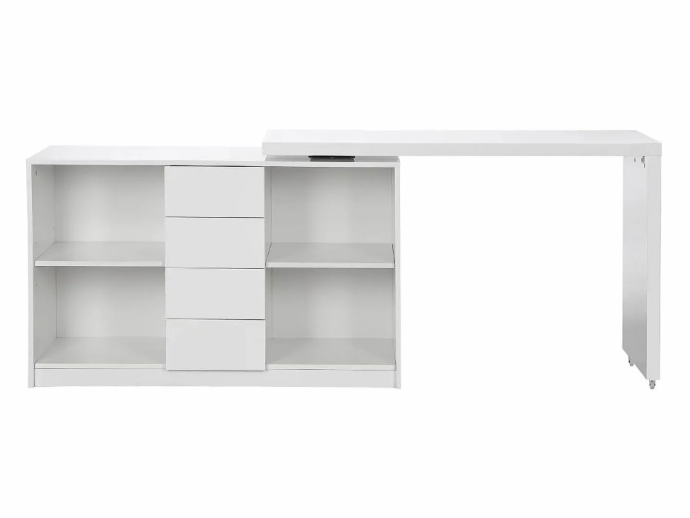 Vente-unique Escritorio extensible con tablero giratorio 360° en MDF lacado en - PAVELO Blanco Sale