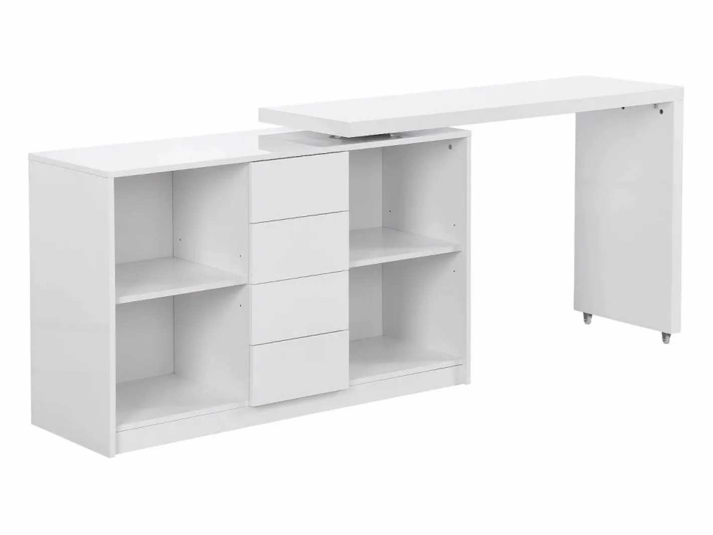 Vente-unique Escritorio extensible con tablero giratorio 360° en MDF lacado en - PAVELO Blanco Sale