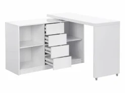 Vente-unique Escritorio extensible con tablero giratorio 360° en MDF lacado en - PAVELO Blanco Sale