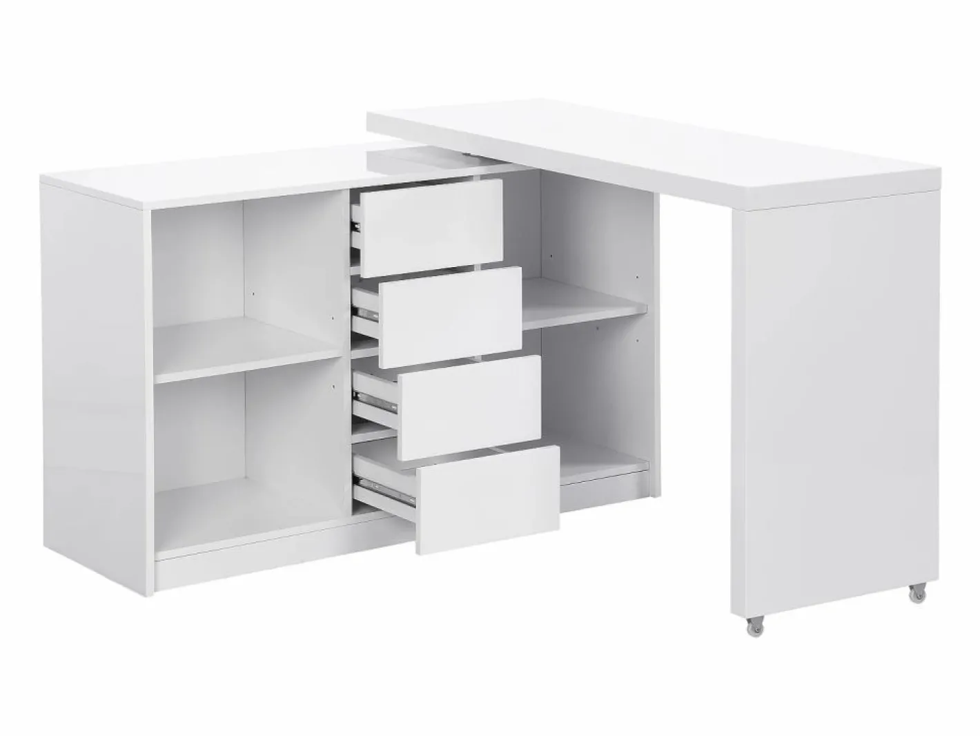 Vente-unique Escritorio extensible con tablero giratorio 360° en MDF lacado en - PAVELO Blanco Sale