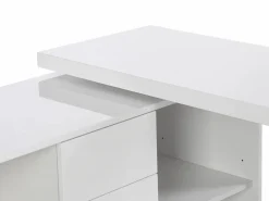 Vente-unique Escritorio extensible con tablero giratorio 360° en MDF lacado en - PAVELO Blanco Sale