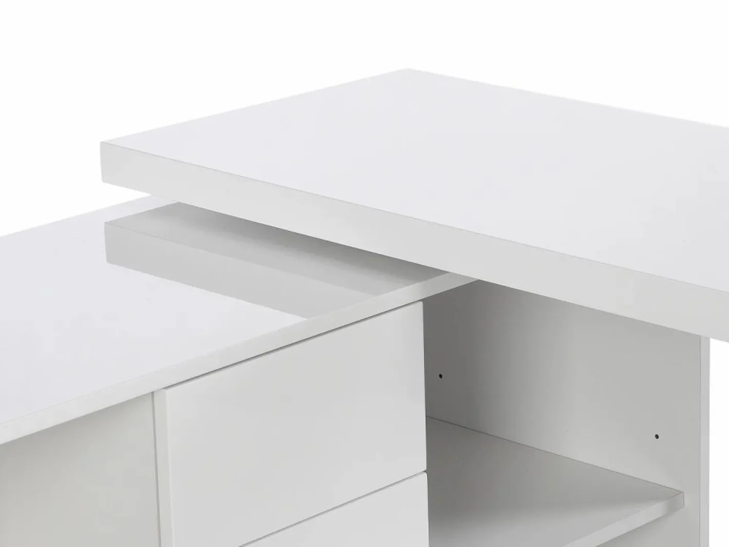 Vente-unique Escritorio extensible con tablero giratorio 360° en MDF lacado en - PAVELO Blanco Sale