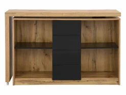 Escritorio extensible con tablero giratorio 360° en MDF natural y negro - PAVELO^Vente-unique Discount
