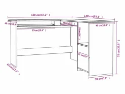 Escritorio forma de L madera contrachapada roble 120x140x75 cm^Clicnbuy New