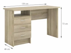 ebuy24 Escritorio Tradicional|Escritorio Fula 3 cajones estructura roble.