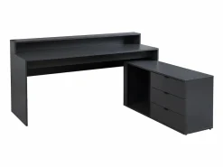 Escritorio gaming de esquina - Con LED - 3 cajones y 2 estantes - MDF - Gris - NEHA^Vente-unique Clearance