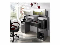 Escritorio gaming Fosk acabado grafito 84/97 cm(alto)153,5 cm(ancho)62/69 cm(fondo) Gris Sale