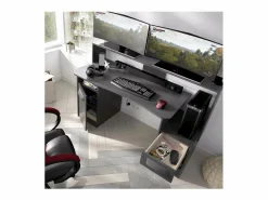 Escritorio gaming Fosk acabado grafito 84/97 cm(alto)153,5 cm(ancho)62/69 cm(fondo) Gris Sale