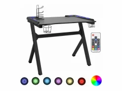 Clicnbuy Escritorio gaming LED con forma de Y 90x60x75 cm Negro Clearance