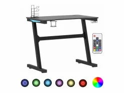 Clicnbuy Mesa Gaming|Escritorio gaming LED con patas en forma Z 90x60x75 cm