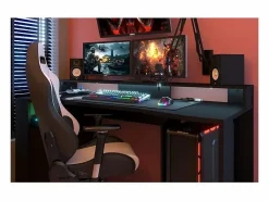 Mesa Gaming|Escritorio Gaming LED con Amplia Zona de Juego - L 152 x A 61,5 x H 86,7 cm