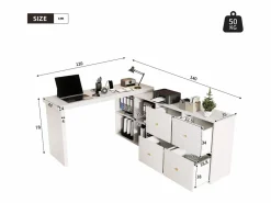 Escritorio giratorio 360° - con 4 cajones - 4 separadores - en MDF -^ModernLuxe Sale