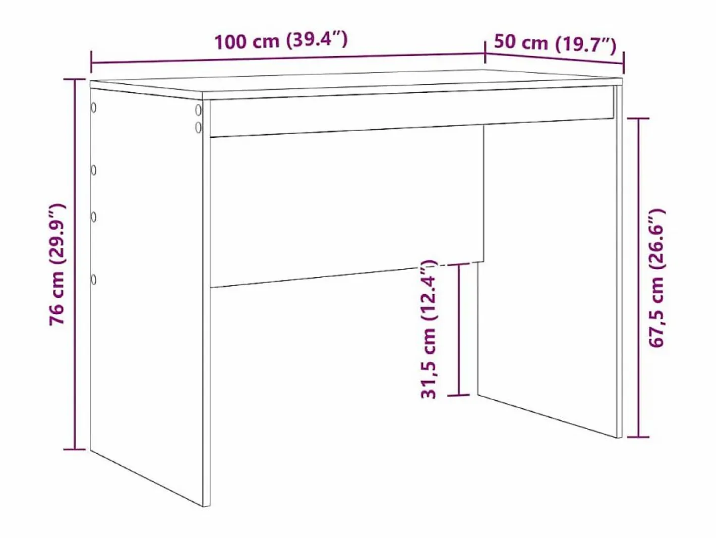 vidaxl Escritorio Secreter|Escritorio Sonoma 100 x 50 x 76 cm