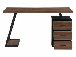 Escritorio industrial con estantes y cajones, MDF, metal, marrón (138,5x58x75 cm) Marru00f3n New