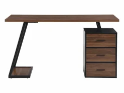 Escritorio industrial con estantes y cajones, MDF, metal, marrón (138,5x58x75 cm) Marru00f3n New