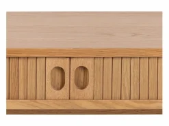ebuy24 Escritorio Langley 2 puertas correderas decoración roble. Marru00f3n Hot