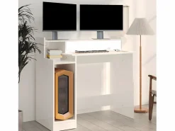 Clicnbuy Mesa Gaming|Escritorio LED madera contrachapada brillo 97x45x90 cm