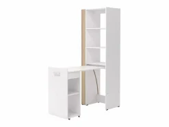 Escritorio librería modular TUPELIO con 10 huecos, color natural y blanco -^Vente-unique Outlet