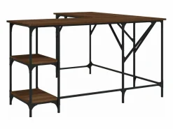 Escritorio madera de ingeniería roble marrón 139x139x75 cm ES329241^